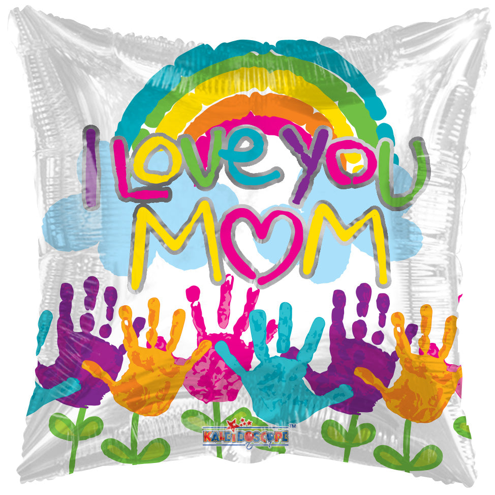 I Love You Mom Handprints 18″ Foil Balloon by Convergram from Instaballoons