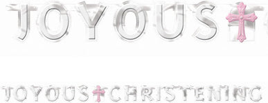 Joyous Christening Foil Customizable Pink Or Blue Cross Letter Banner 5.5ft - Amscan