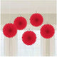 Mini Paper Fan Decorations Red (5 piece set)