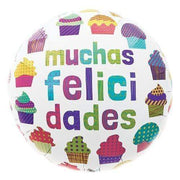 18" Felicidades Scribble Cupcakes Foil Mylar Balloons