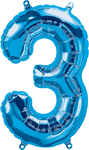 Northstar Mylar & Foil Blue Number 3 (Three) 16" Balloon