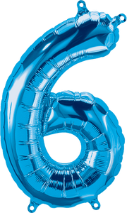 Northstar Mylar & Foil Blue Number 6 (Six) 16" Balloon