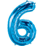 Northstar Mylar & Foil Blue Number 6 (Six) 34" Balloon