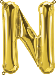 Northstar Mylar & Foil Gold Letter N 16" Balloon