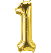 Northstar Mylar & Foil Gold Number 1 (One) 34" Balloon