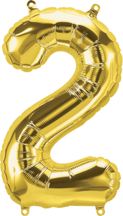 Northstar Mylar & Foil Gold Number 2 (Two) 16" Balloon