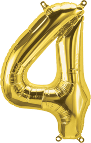 Northstar Mylar & Foil Gold Number 4 (Four) 16" Balloon