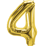 Northstar Mylar & Foil Gold Number 4 (Four) 34" Balloon