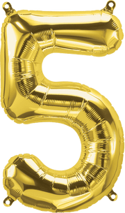 Northstar Mylar & Foil Gold Number 5 (Five) 16" Balloon