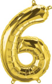 Northstar Mylar & Foil Gold Number 6 (Six) 16" Balloon