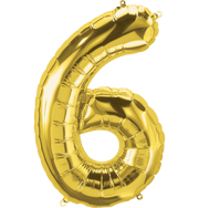 Northstar Mylar & Foil Gold Number 6 (Six) 34" Balloon