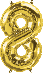Gold Number 8 (Eight) 16" Balloon