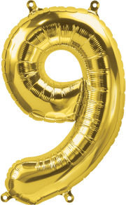 Gold Number 9 (Nine) 16" Balloon