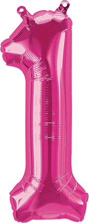 Northstar Mylar & Foil Magenta Number 1 (One) 16" Balloon