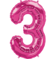 Magenta Number 3 (Three) 34" Balloon