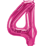 Northstar Mylar & Foil Magenta Number 4 (Four) 34" Balloon