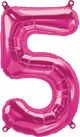 Magenta Number 5 (Five) 16" Balloon