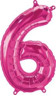 Northstar Mylar & Foil Magenta Number 6 (Six) 16" Balloon