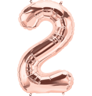 Northstar Mylar & Foil Rose Gold Number 2 (Two) 34" Balloon