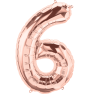 Northstar Mylar & Foil Rose Gold Number 6 (Six) 34" Balloon