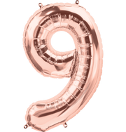 Northstar Mylar & Foil Rose Gold Number 9 (Nine) 34" Balloon