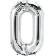 Northstar Mylar & Foil Silver Number 0 (Zero) 34" Balloon