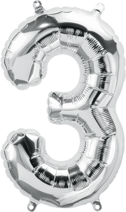 Northstar Mylar & Foil Silver Number 3 (Three) 16" Balloon