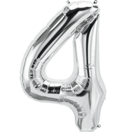 Silver Number 4 (Four) 34" Balloon