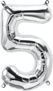 Northstar Mylar & Foil Silver Number 5 (Five) 16" Balloon