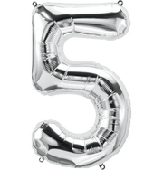 Northstar Mylar & Foil Silver Number 5 (Five) 34" Balloon