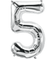 Silver Number 5 (Five) 34" Balloon