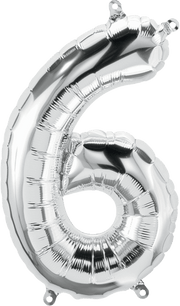 Northstar Mylar & Foil Silver Number 6 (Six) 16" Balloon