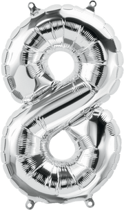 Northstar Mylar & Foil Silver Number 8 (Eight) 16" Balloon
