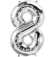Northstar Mylar & Foil Silver Number 8 (Eight) 34" Balloon