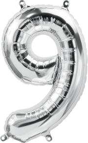 Northstar Mylar & Foil Silver Number 9 (Nine) 16" Balloon