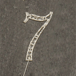 NST #7 Rhinestone Silver Cake Topper  3.75″