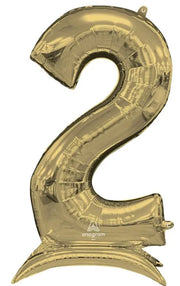 Number 2 White Gold Standing 50″ Foil Balloon by Anagram from Instaballoons