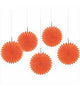 Orange Mini Hanging Fans 5ct - Amscan