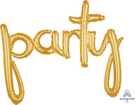 Party Script Phrase Gold 39″ Foil Balloon by Anagram from Instaballoons