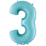 Pastel Blue Number 3 34″ Foil Balloon by Betallic from Instaballoons