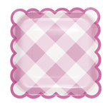 Pastel Gingham Paper Square Plates 9″ by Unique from Instaballoons