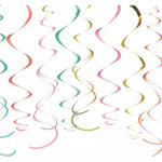 Pastel Rainbow & Gold Swirl Decoration 12pc - Amscan