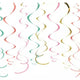 Pastel Rainbow & Gold Swirl Decoration 12pc - Amscan