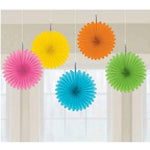 Pastel Rainbow Mini Hanging Fans 5ct - Amscan