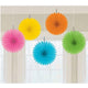 Pastel Rainbow Mini Hanging Fans 5ct - Amscan