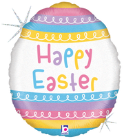  Pastel Stripes Easter Egg 18″ Foil Balloon by Betallic from Instaballoons