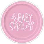 7" Paper Plates - Pink Hearts Baby Shower (8ct) - Unique