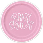 9" Paper Plate - Pink Hearts Baby Shower (8ct) - Unique