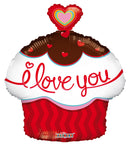 PR ILY Cupcake With Heart 18″ Foil Balloon by Convergram from Instaballoons