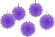 Purple Mini Hanging Fans 5ct - Amscan